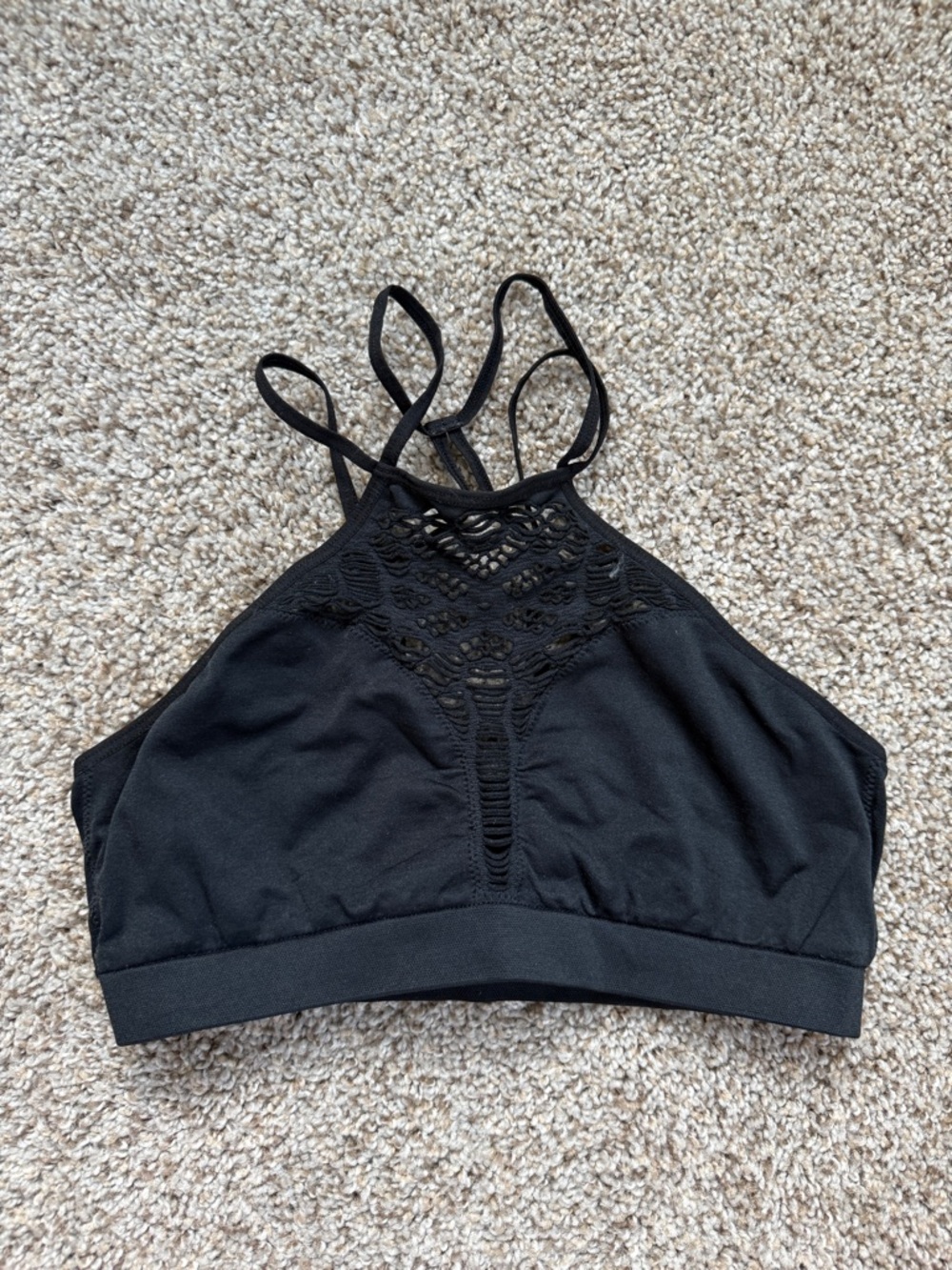 Victoria’s Secret Coachella Style Black Lace-Detail Bralette Halter Top